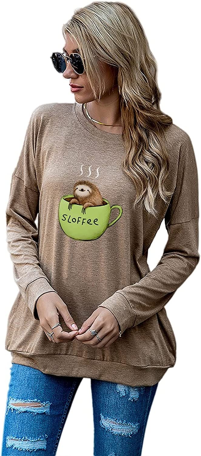 Sloth Shirt for Women Funny Sloth Coffee Blouse with Pockets