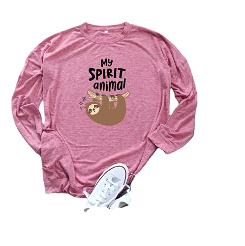 Sloth Shirt Women My Spirit Animal Long Sleeve Graphic Blouse