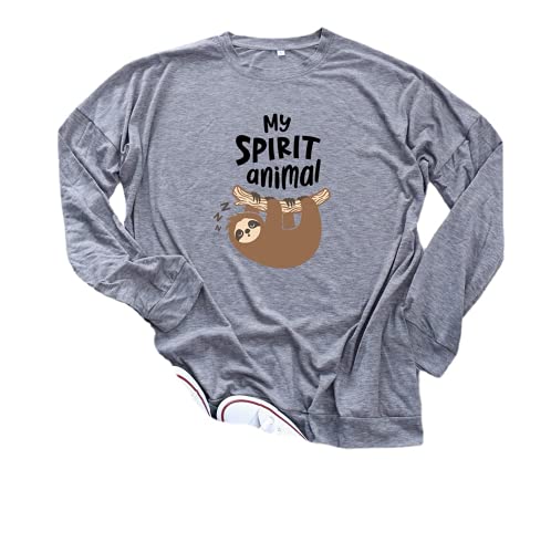 Sloth Shirt Women My Spirit Animal Long Sleeve Graphic Blouse