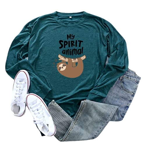 Sloth Shirt Women My Spirit Animal Long Sleeve Graphic Blouse