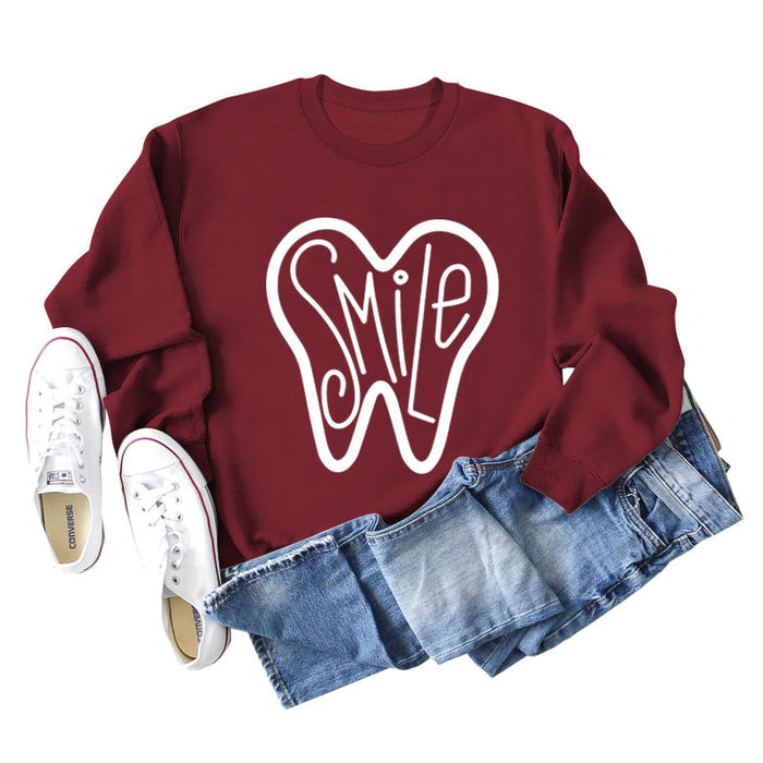 Wine red sweater (white font) / S