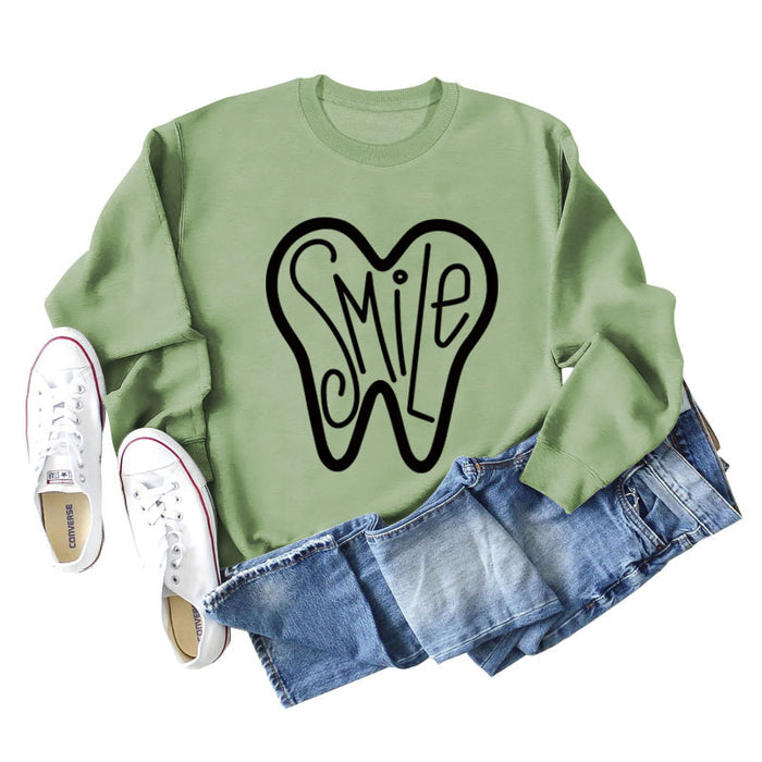 Olive sweater (black font) / S