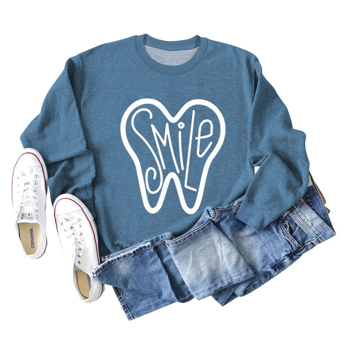 Blue sweater (white font) / S