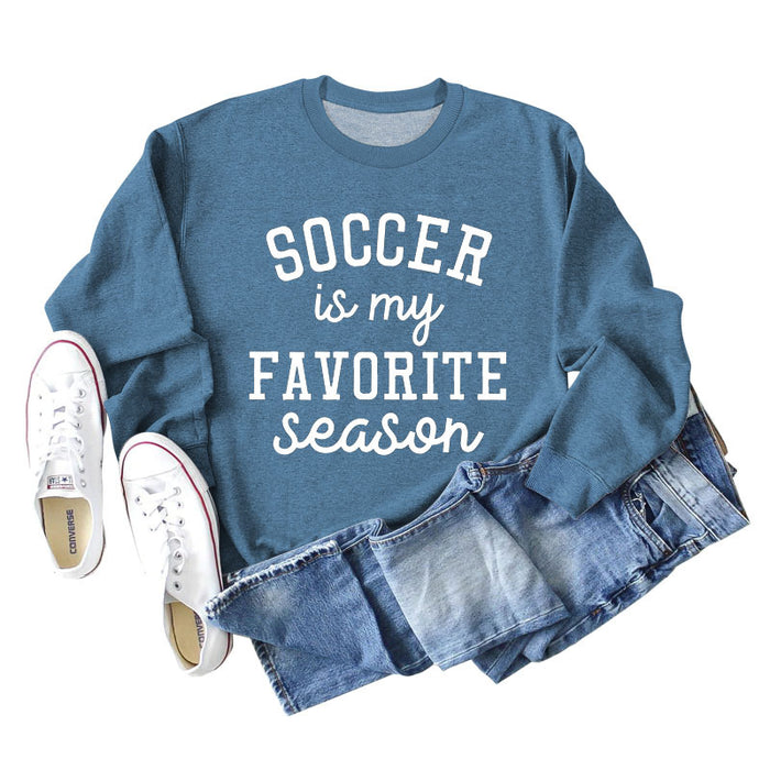 Blue sweater (white font) / S