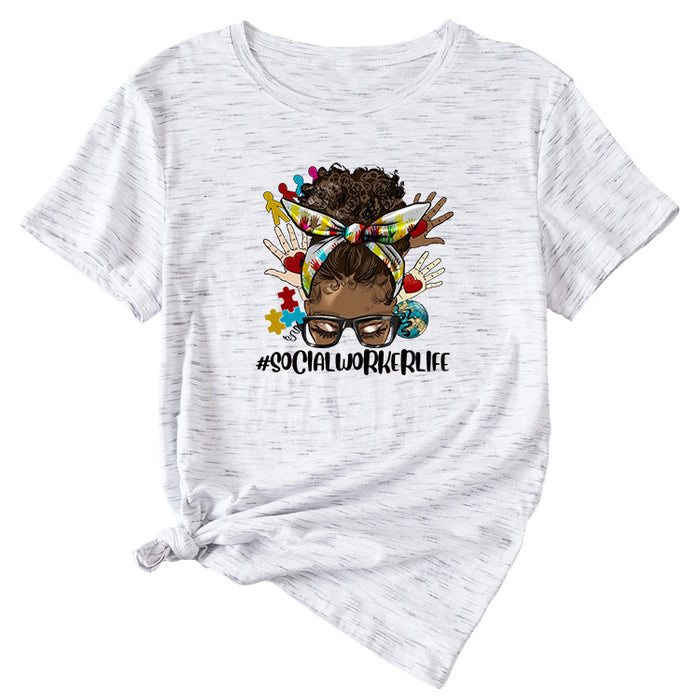 SOCIALWORKERLIFE Funny Pattern New Round Neck Short Sleeve T-Shirt