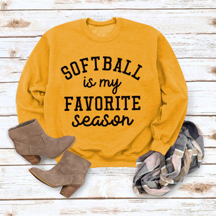 SOFTBALL Is My Simple Pullover Round Neck Top Long Sleeve Loose Sweater
