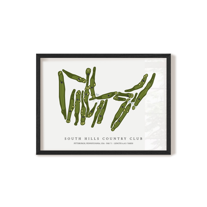 South Hills Country Club | Golf Course Print | Black Frame