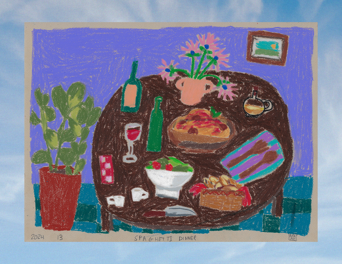 "Spaghetti Dinner" - Noah Mackenzie Original Drawing 2024