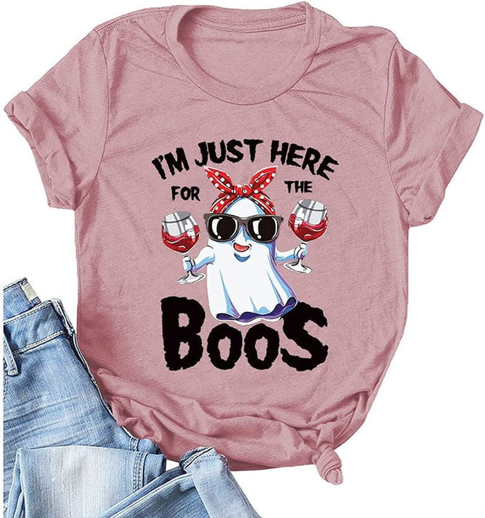 Spooky Ghost Shirt for Women I'm Just Here for The Boos T-Shirt
