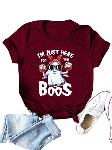 Spooky Ghost Shirt for Women I'm Just Here for The Boos T-Shirt