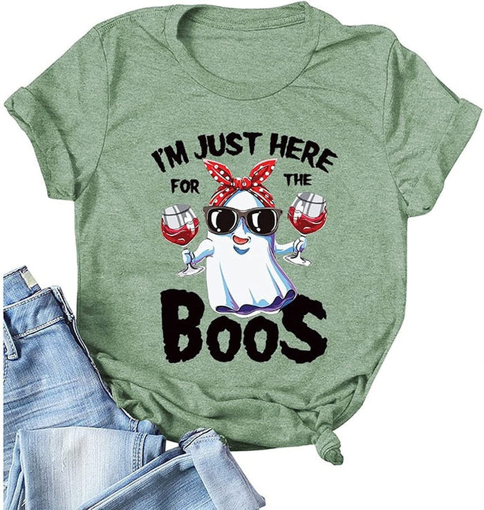 Spooky Ghost Shirt for Women I'm Just Here for The Boos T-Shirt