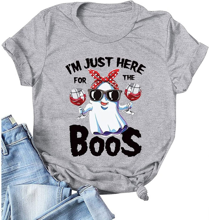 Spooky Ghost Shirt for Women I'm Just Here for The Boos T-Shirt
