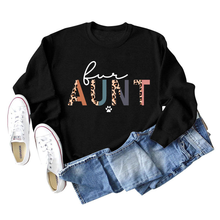 Spot For Aunt Dog Print Letter Leopard Women's Long Sleeve Loose Bodysuit Women
