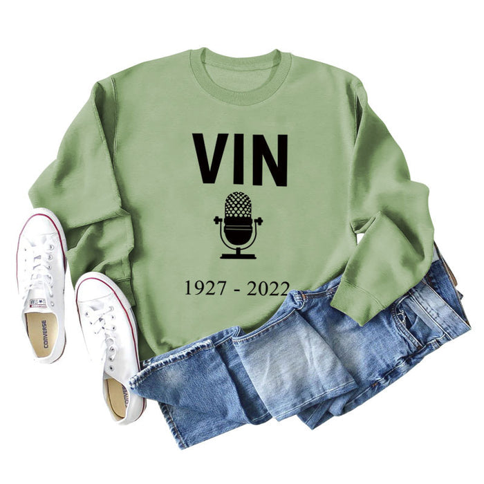 Olive green sweater (black font) / S