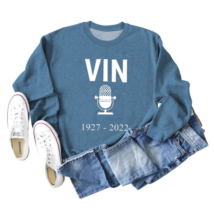 Blue sweater (white font) / S