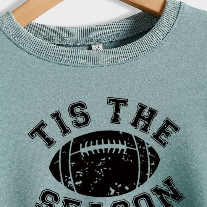 SPOT TIS THE SEASON RUGBY LETTER PRINT LONG SLEEVED SWEATSHIRT WOMEN