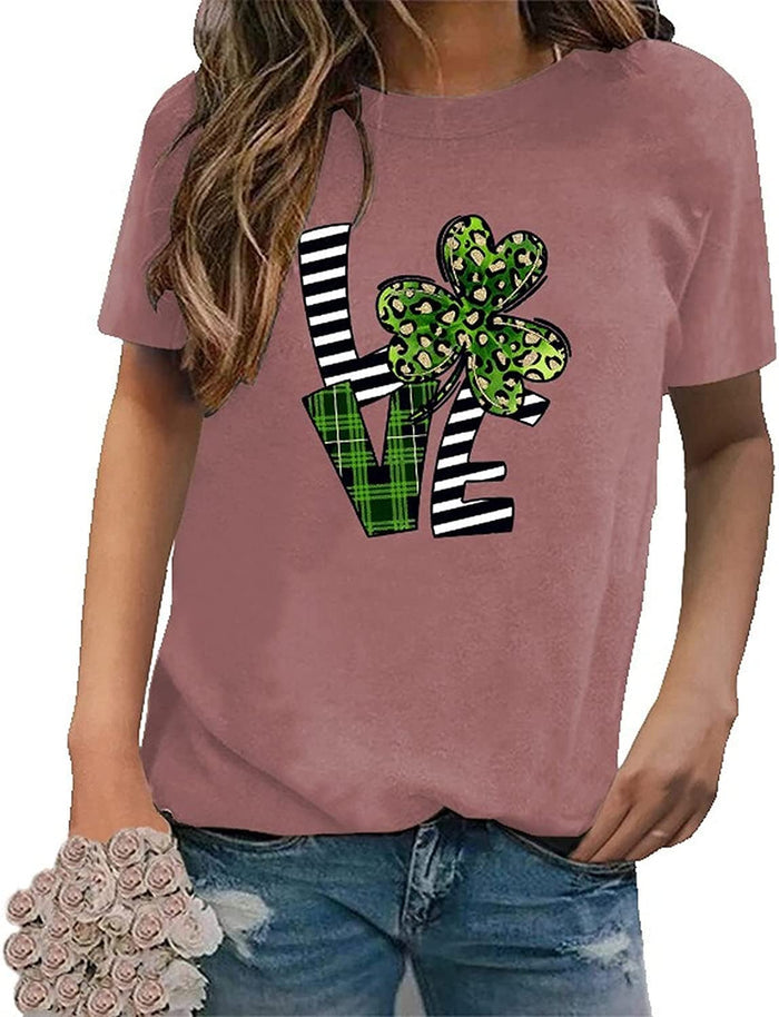St Patrick Love Tee Women Shamrock Graphic Gift Shirt