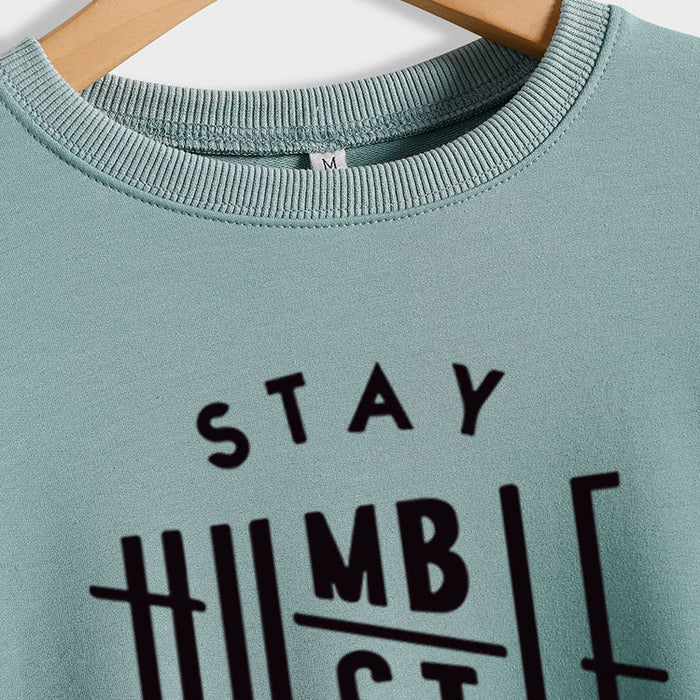 STAY HUMBST LE HARD Letters Loose Long-sleeved Large Size Sweater Women