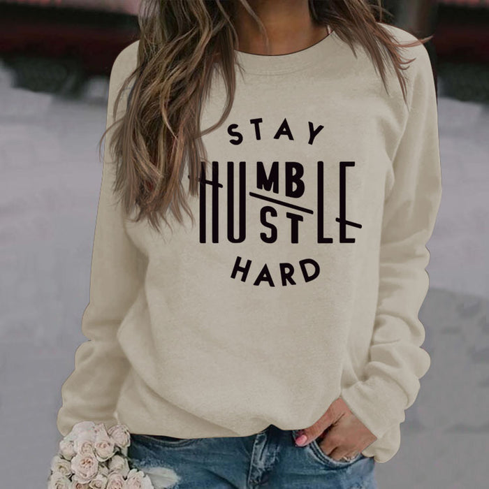 STAY HUMBST LE HARD Letters Loose Long-sleeved Large Size Sweater Women