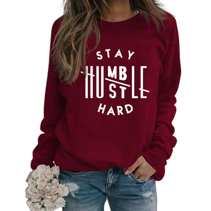 STAY HUMBST LE HARD Letters Loose Long-sleeved Large Size Sweater Women
