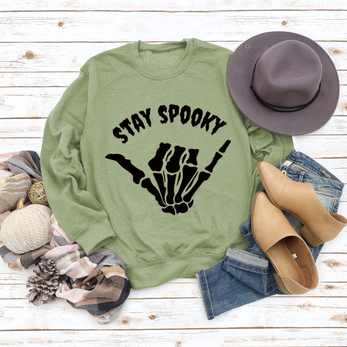 Olive sweater (black font) / S