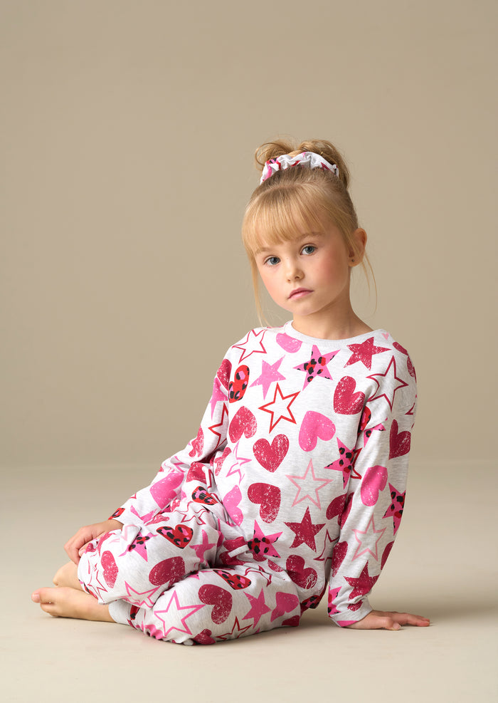 Stella Grey Heart and Star Leopard PJs