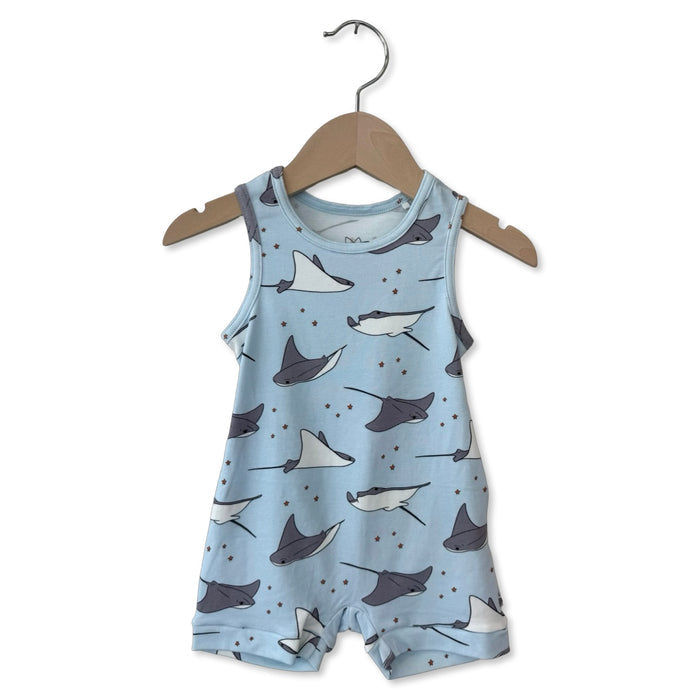Stingray Stars Kid's Sleeveless Shorty Romper Luxe Edition | Cotton Bamboo Blend