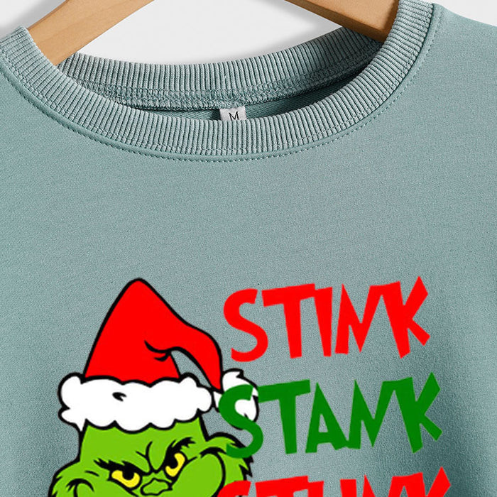 STINK STANK STUN UNDERNEATH CREWNECK PRINT LETTERED LONG-SLEEVED SWEATSHIRT