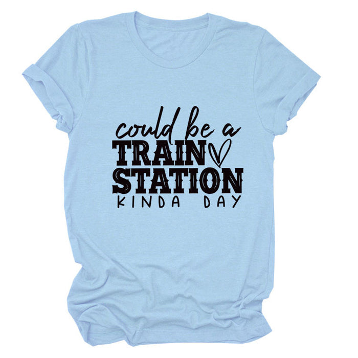 Summer Court Be a Train Crew Neck Letter Short Sleeve Women's T-Shirt