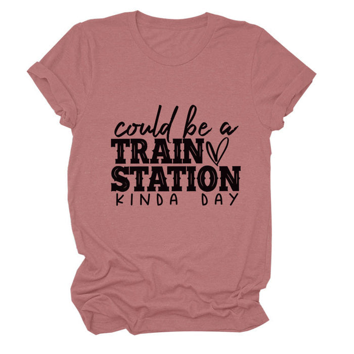 Summer Court Be a Train Crew Neck Letter Short Sleeve Women's T-Shirt