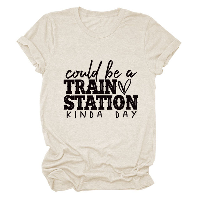 Summer Court Be a Train Crew Neck Letter Short Sleeve Women's T-Shirt