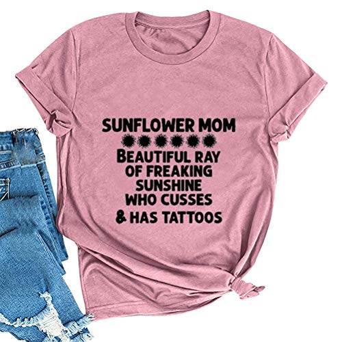 Sunflower Mom T-Shirt for Women Cute Sunflower Shirt