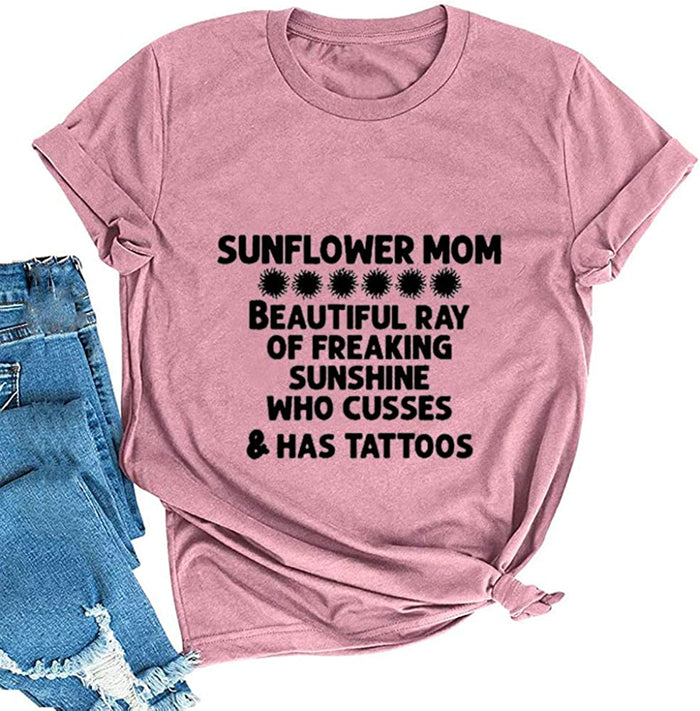 Sunflower Mom T-Shirt for Women Cute Sunflower Shirt