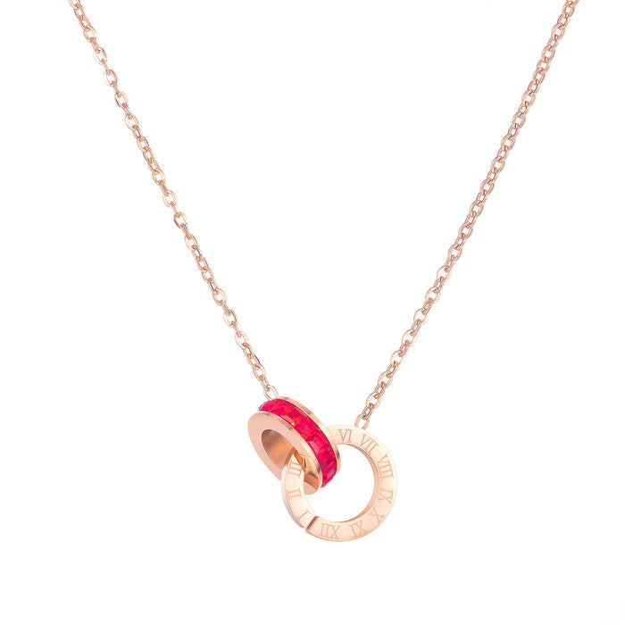 Sweetheart Style Collarbone Chain for Women Fashion with Zirconia Roman Numerals Double Ring