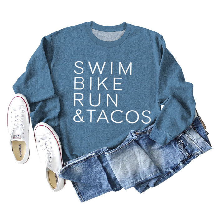 Blue sweater (white font) / S