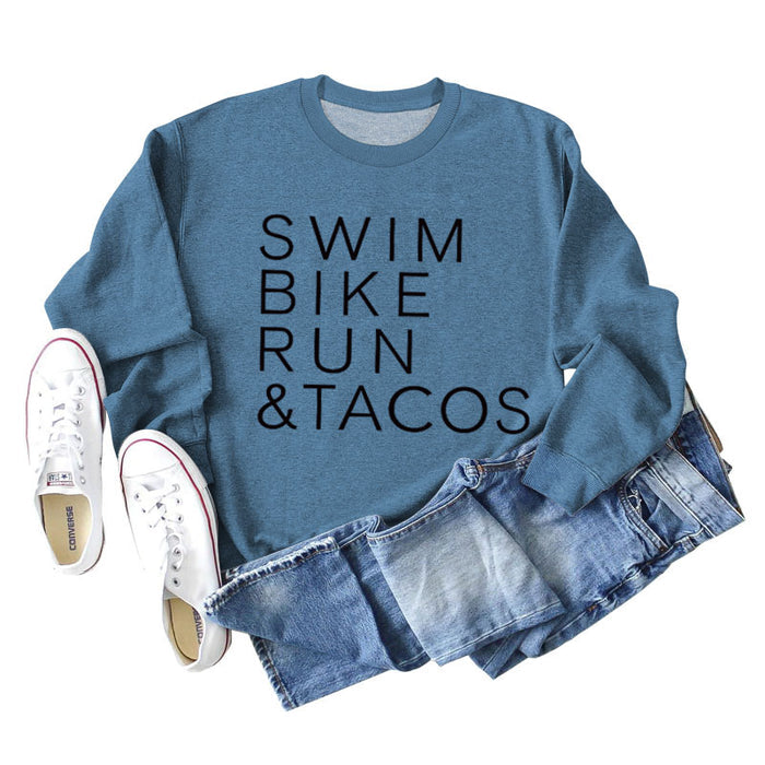 Blue sweater (black font) / S