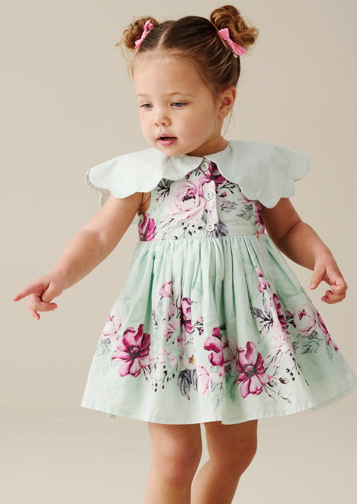 Sybil Mint Scalloped Collar Dress