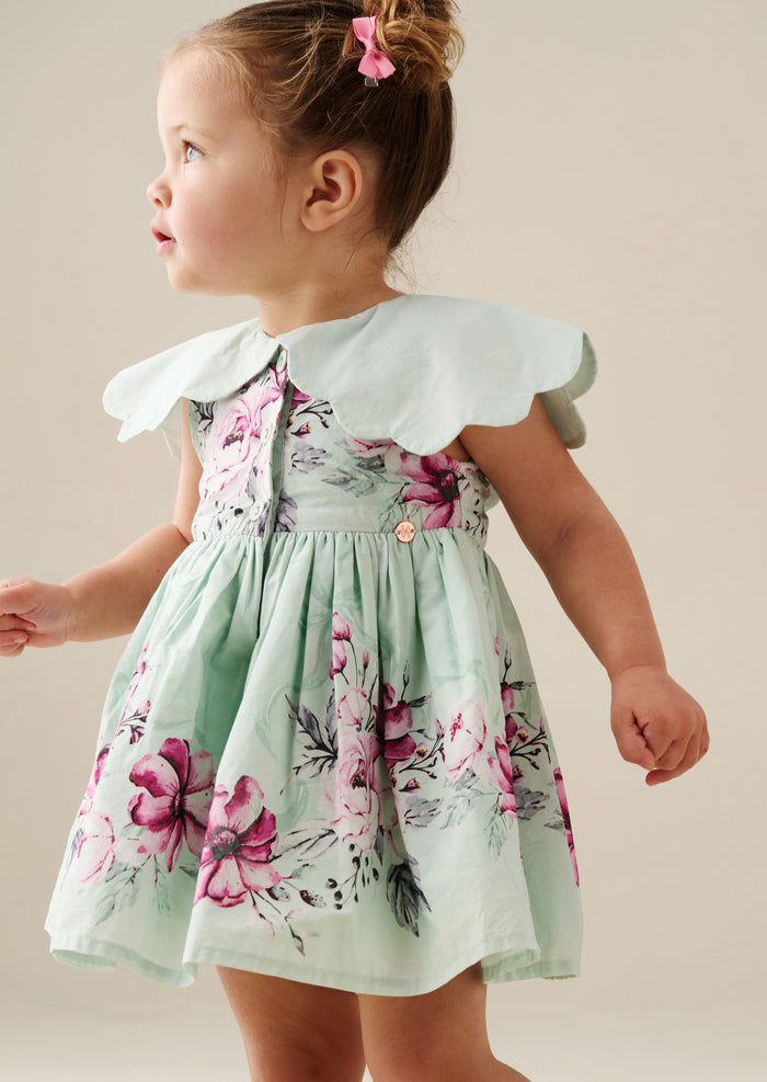 Sybil Mint Scalloped Collar Dress