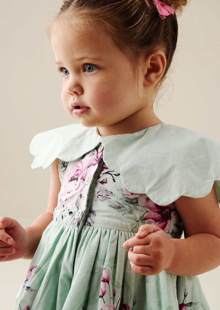 Sybil Mint Scalloped Collar Dress