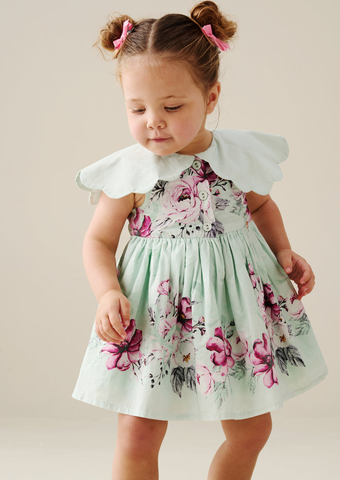 Sybil Mint Scalloped Collar Dress