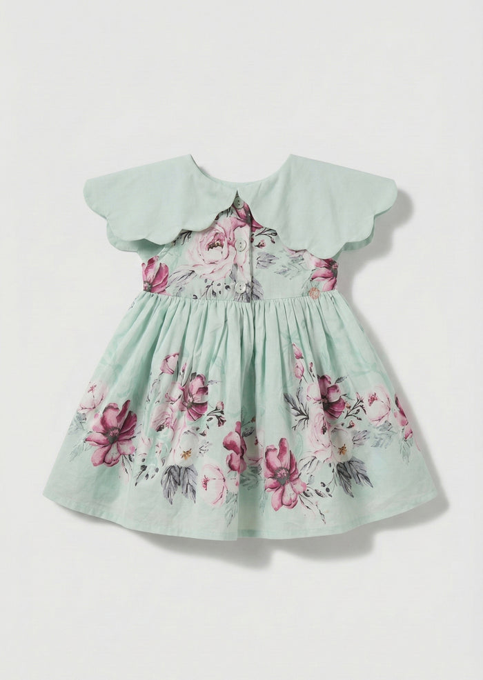 Sybil Mint Scalloped Collar Dress