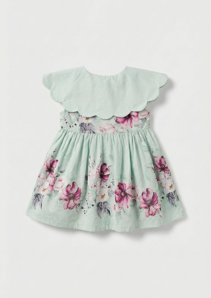 Sybil Mint Scalloped Collar Dress