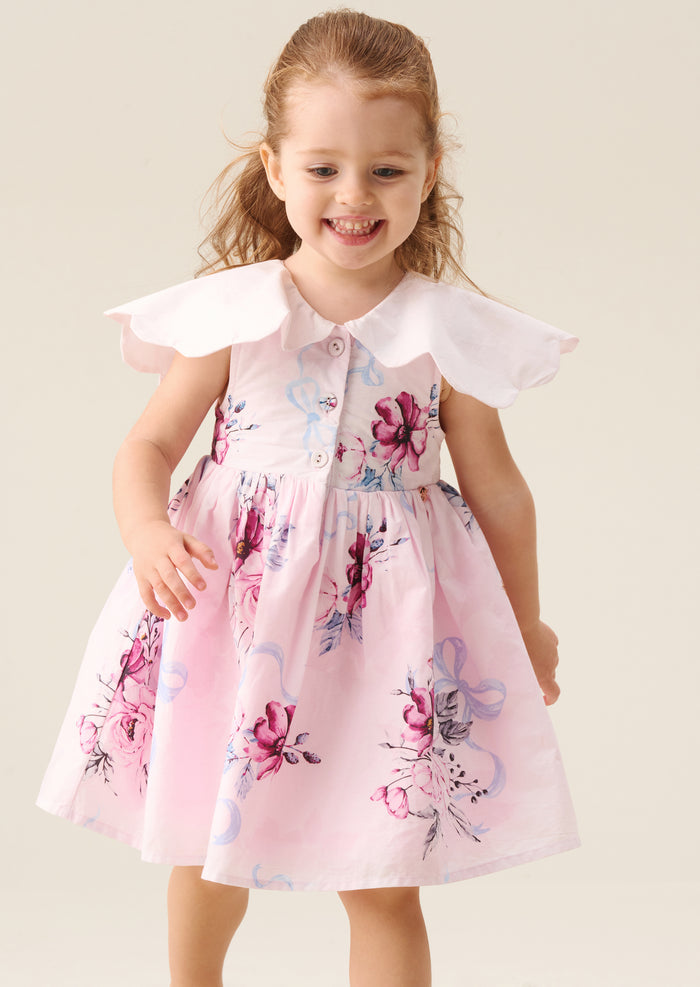 Sybil Pink Scalloped Collar Dress