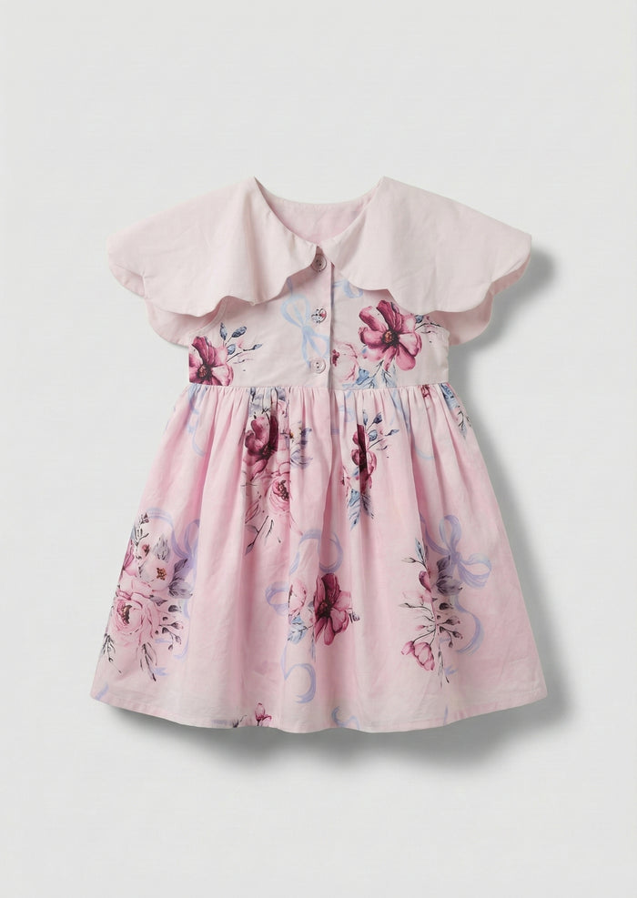 Sybil Pink Scalloped Collar Dress