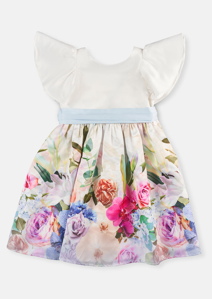 Sylvie Border Print Ruffle Shoulder Dress