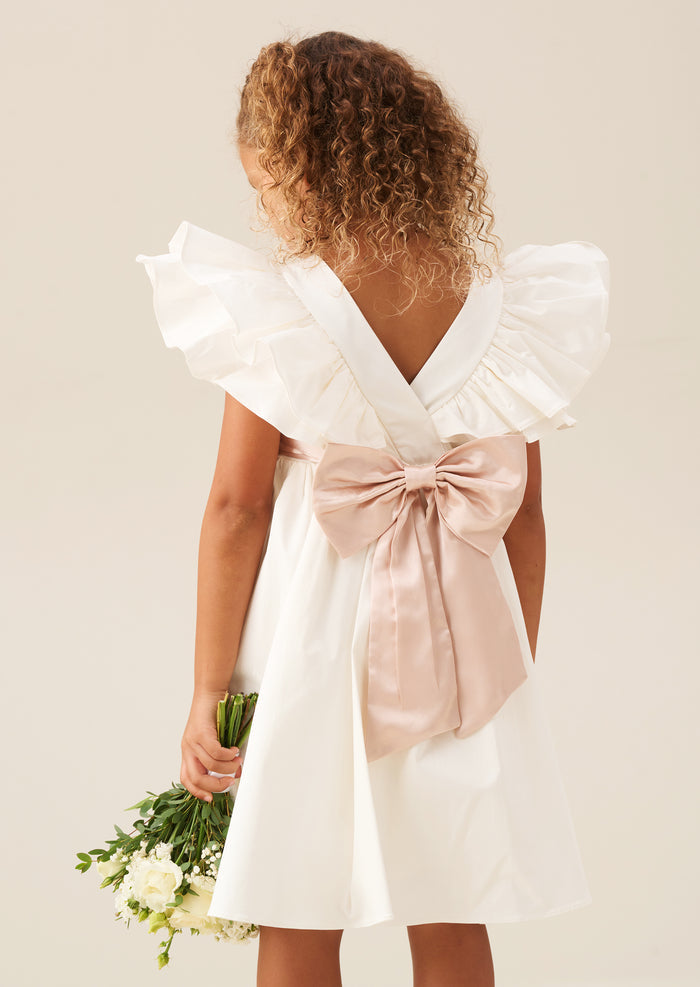 Sylvie Ruffle Dress with Soft Pink Sash