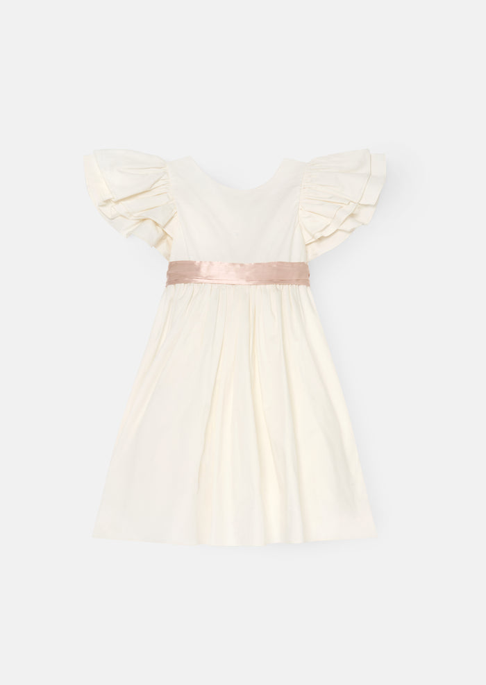 Sylvie Ruffle Dress with Soft Pink Sash