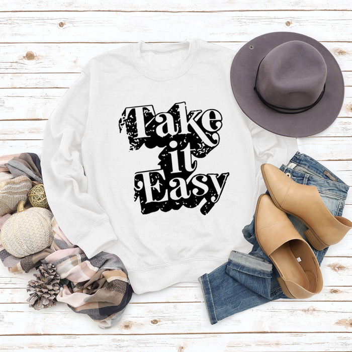 Take It Easy Letter Loose Women's Long Sleeve Plus Size Sweatshirt Women