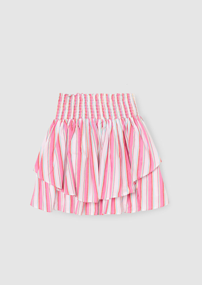 Tammy Stripe Shirred Waist Mini Skirt