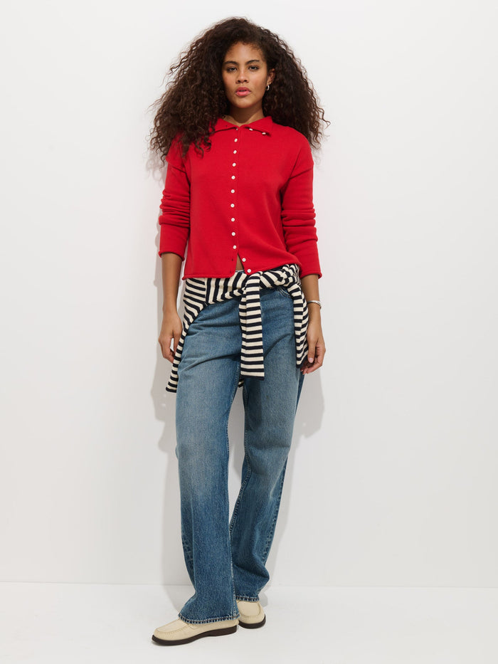 Taylor Cardigan in Cotton Cashmere - Fire Red